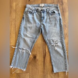 Current/Elliott distressed cropped jeans released hem size 26